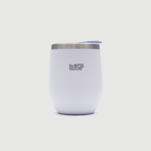 White tumbler with WSF logo