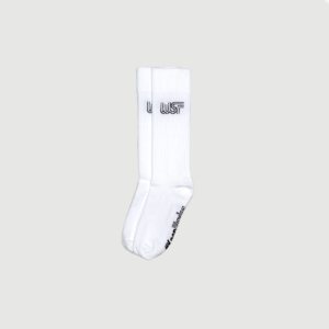 White mid-calf socks with WSF logo