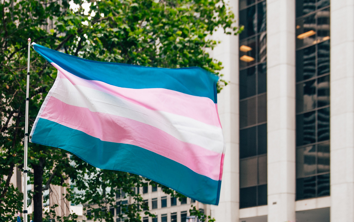 Photo of the transgender flag flying outside