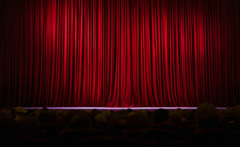 Red stage curtains full frame