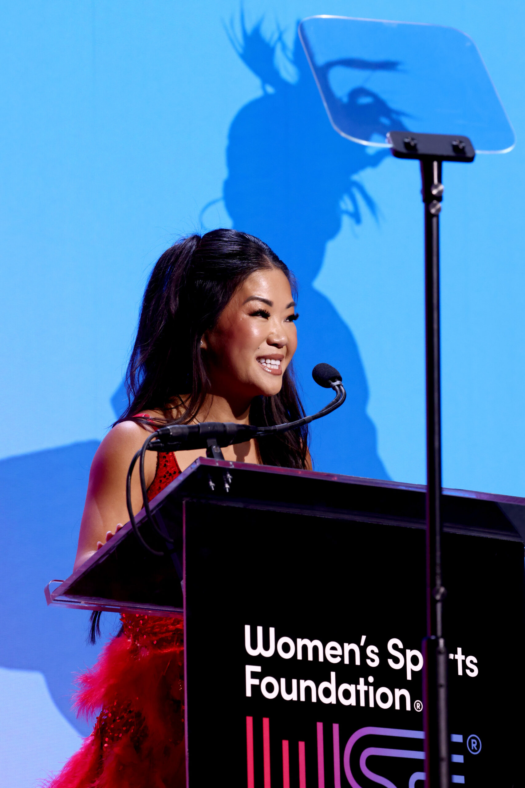 Scout Bassett speaks onstage during the 2025 Women's Sports Foundation's Annual Salute To Women In Sports awards gala.
